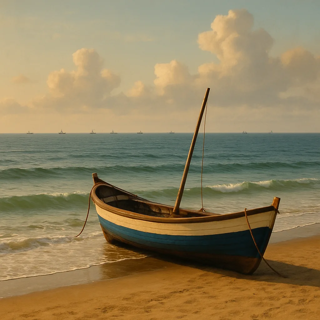 Vessel Stationed by the Shore