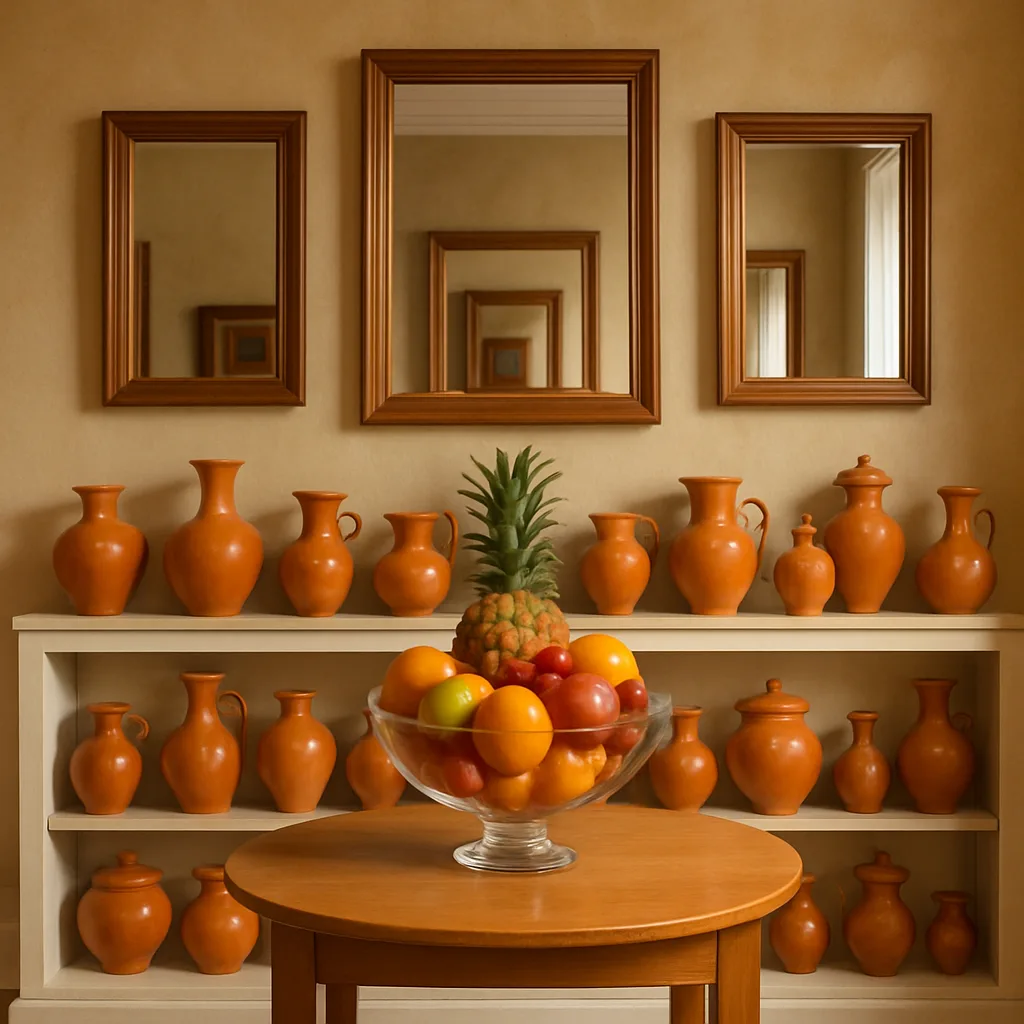 Room Showcasing a Selection of Orange Ceramic Decorations Carefully