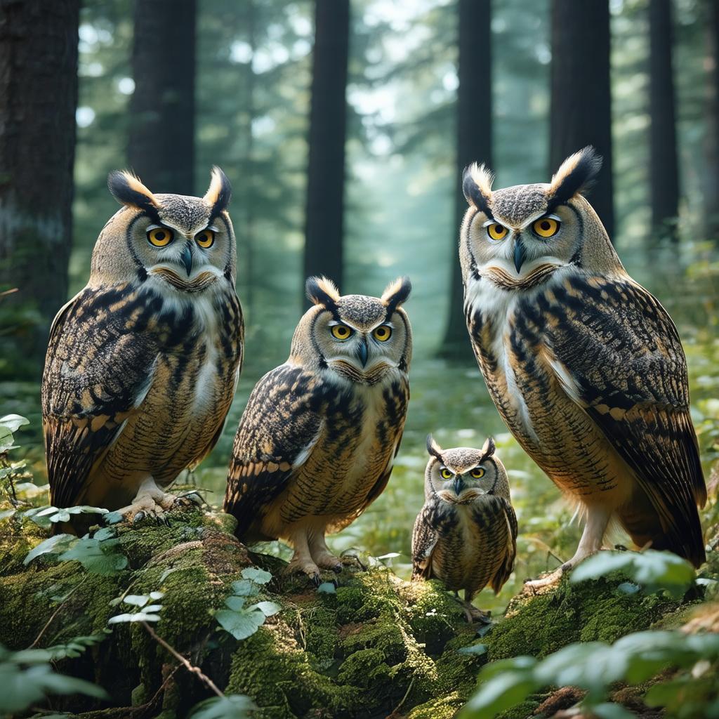 Owl Family Forest Tale in Cinemascope Panels