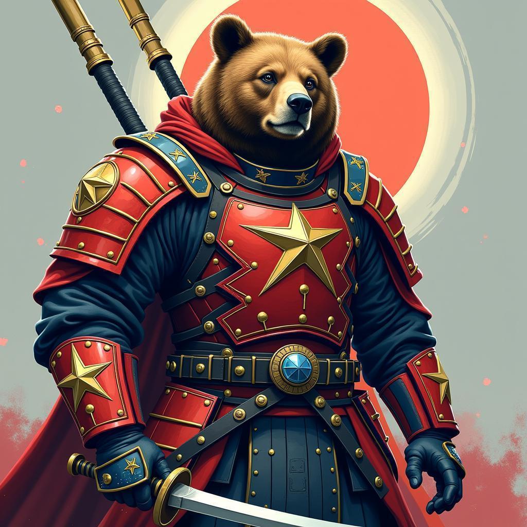 Samurai Bear in Star Armor Sci Fi Fantasy