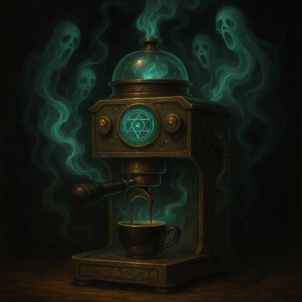 Enchanted Coffee Maker Fueled by the Energy of Human Souls