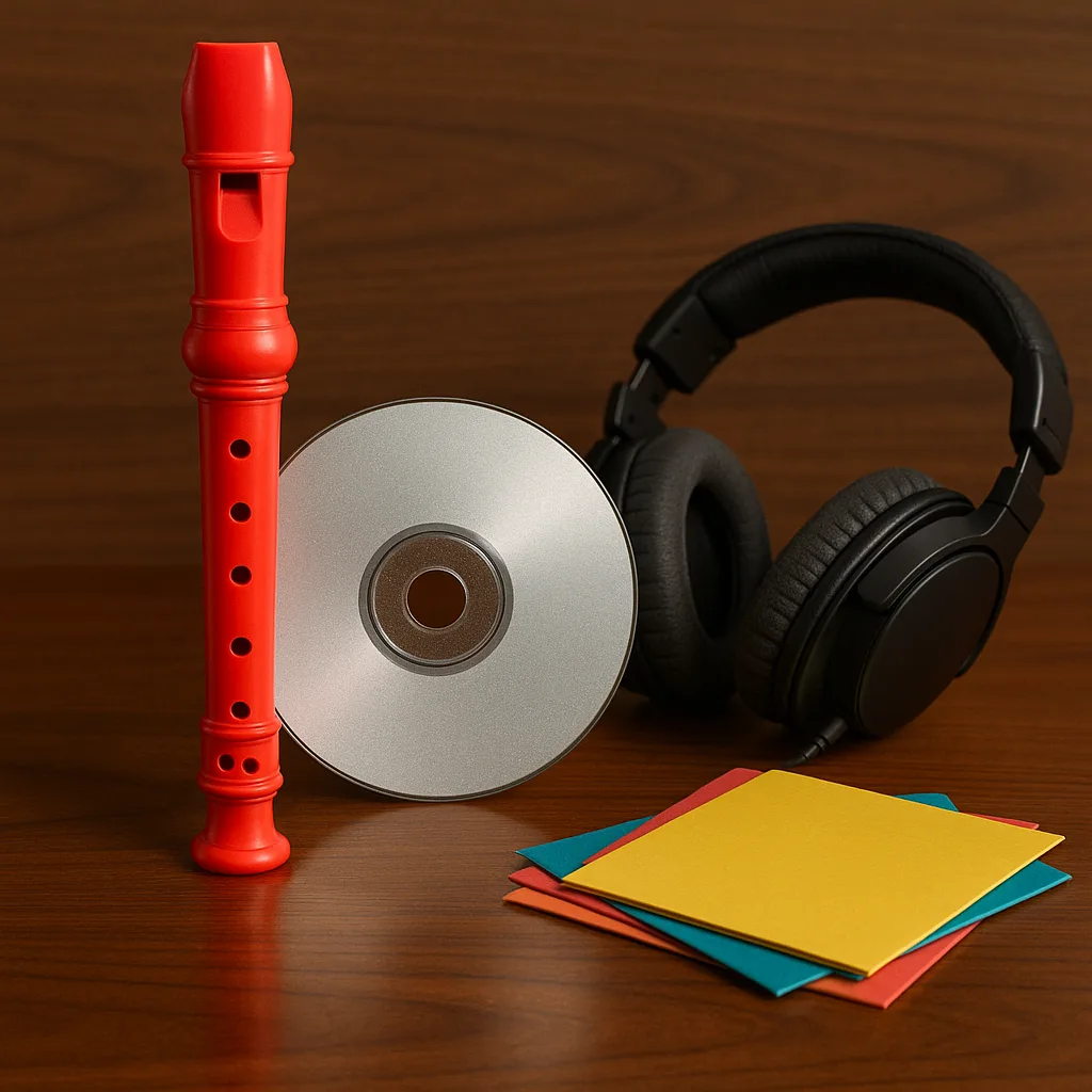 Upright Rectangular Recorder in a Vivid Scarlet Hue Stands