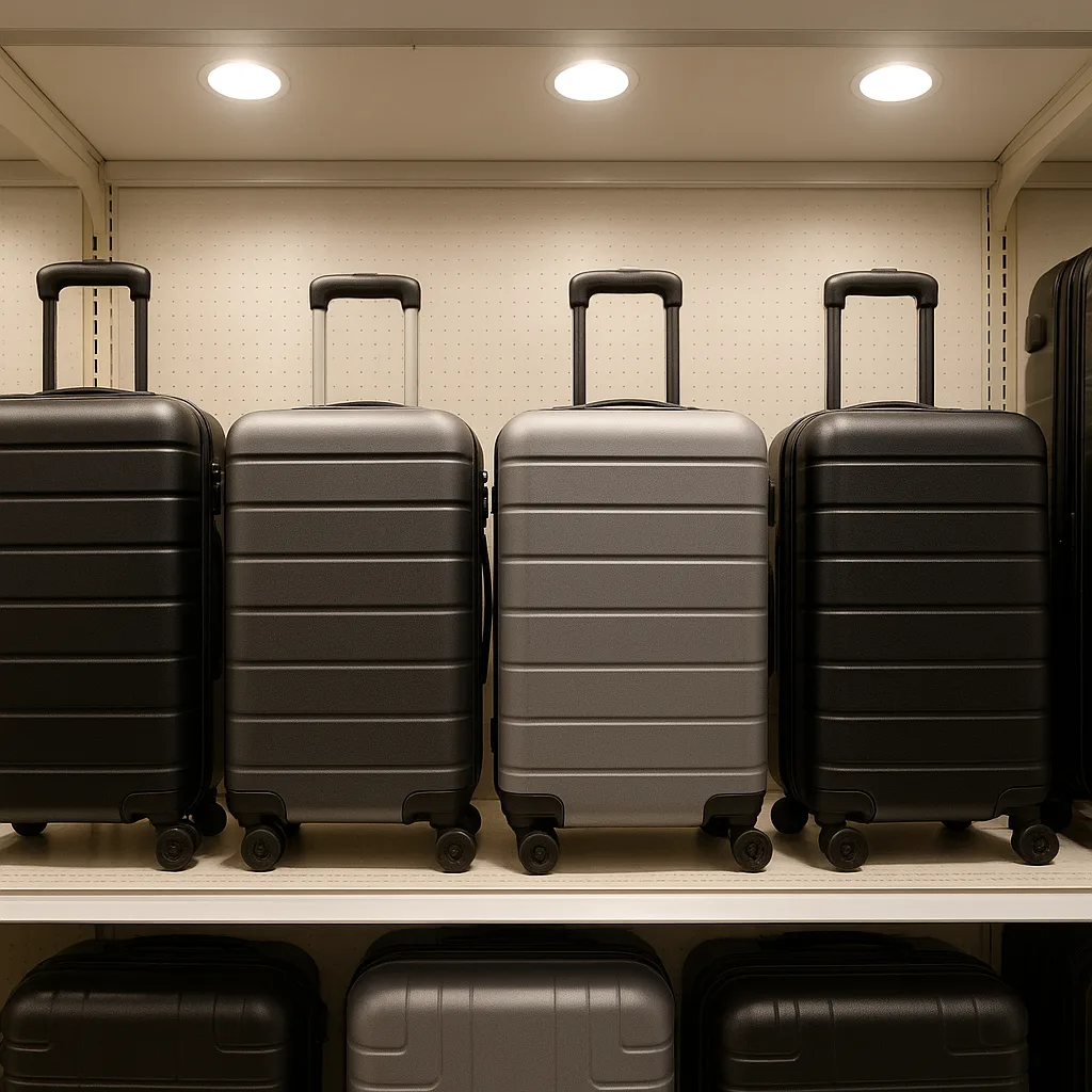 Store Display of Hard-shell Suitcases