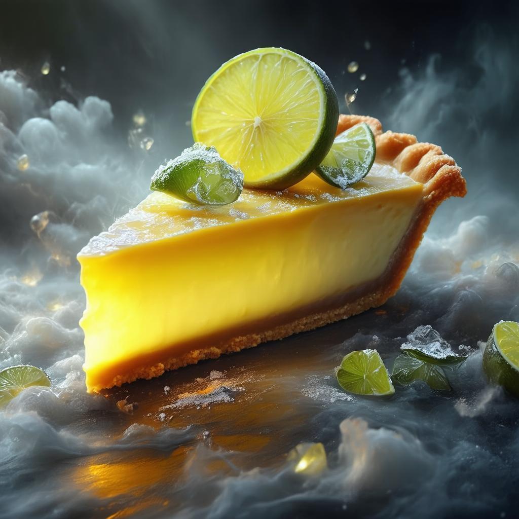 Glowing Key Lime Pie Floats in Dreamlike Void
