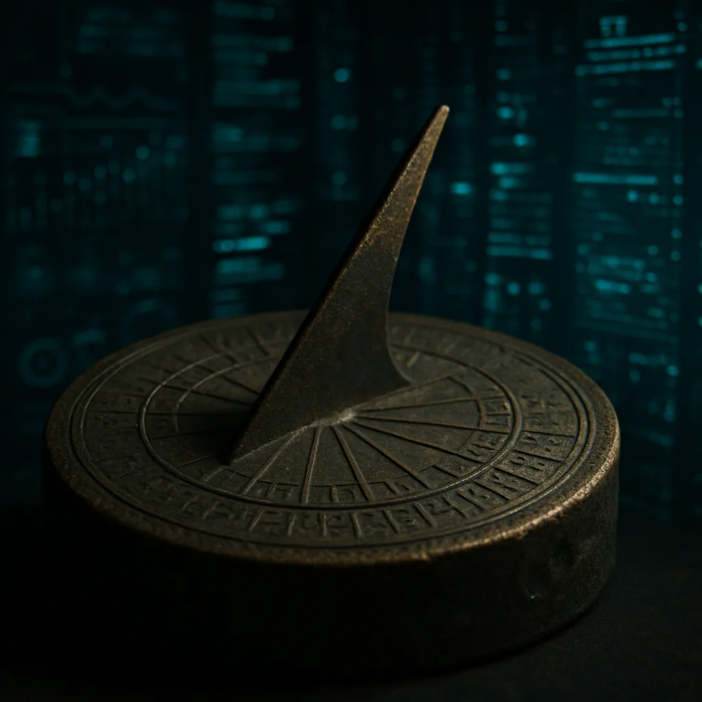 Weathered Bronze Sundial with Archaic Script