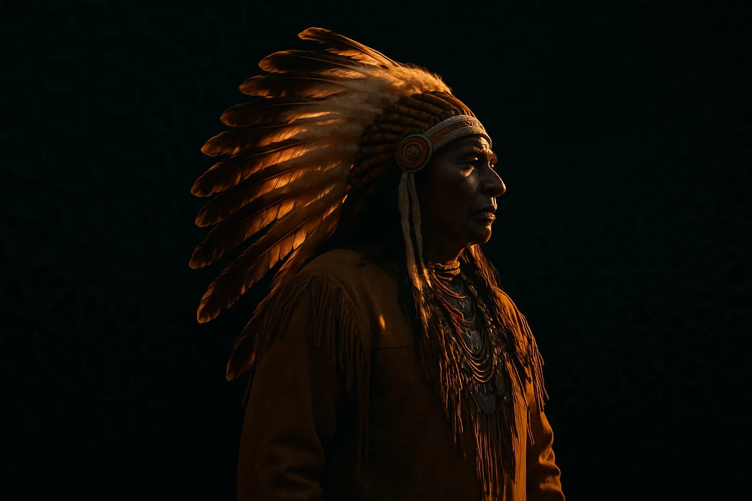 Indigenous Leader's Dynamic Form Is Selectively Rim-lit