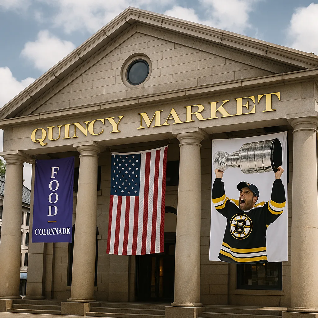 Quincy Market Entrance Featuring Banners