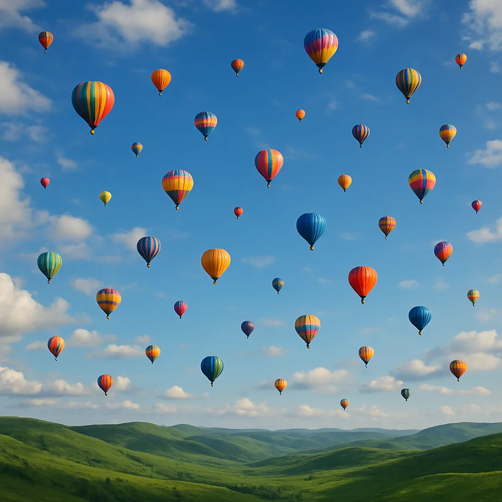 Numerous Distant Hot Air Balloons