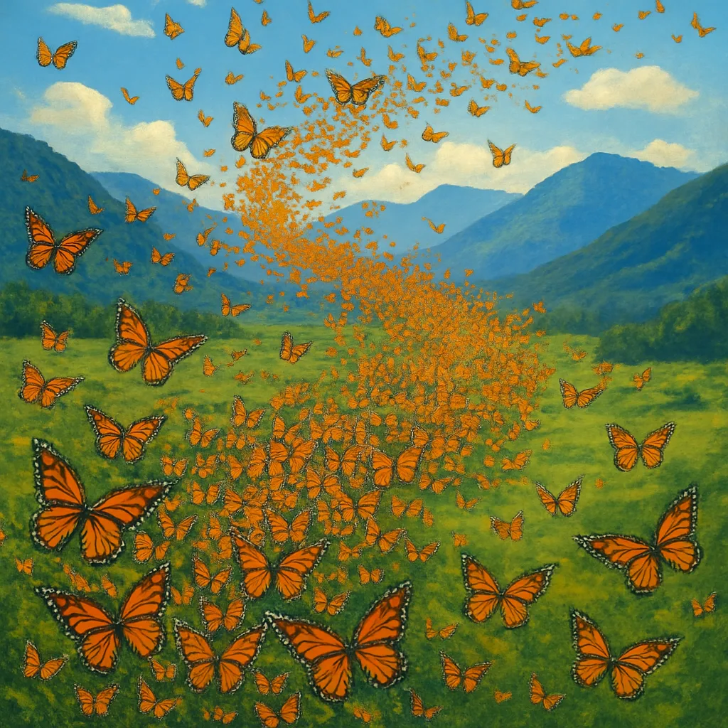 Thousands of Monarch Butterflies Create a Vibrant