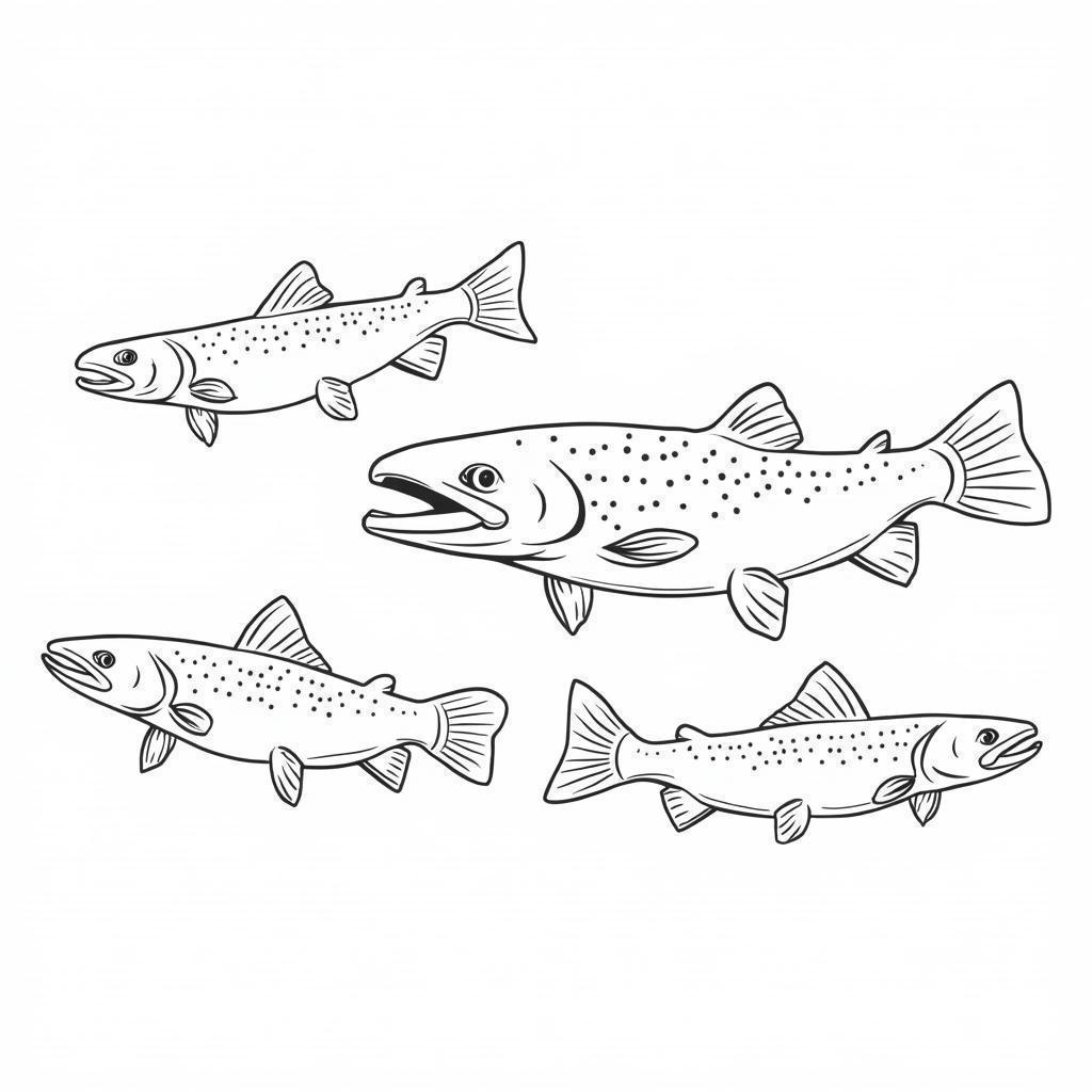 Brook Trout Character Sheet for Kids Coloring Book