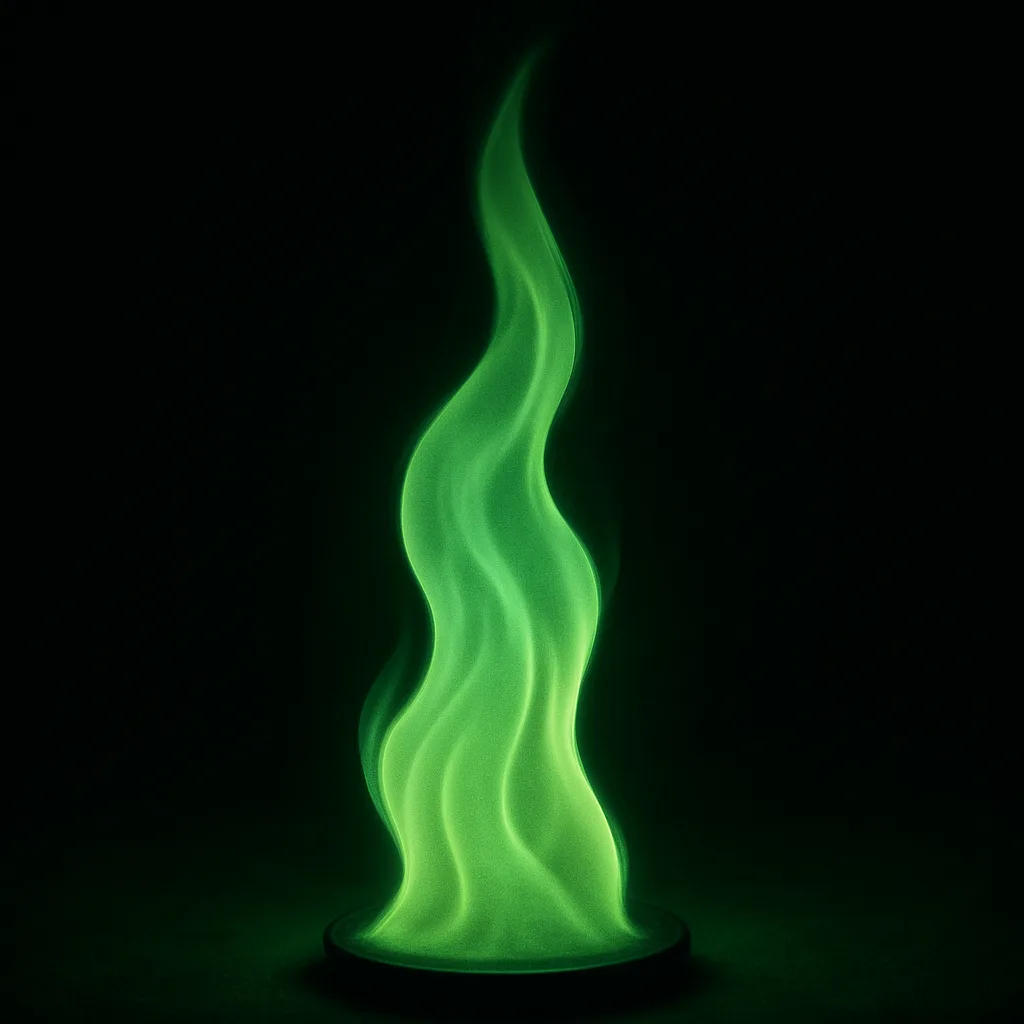 Flame Burning with Gentle Green Tones