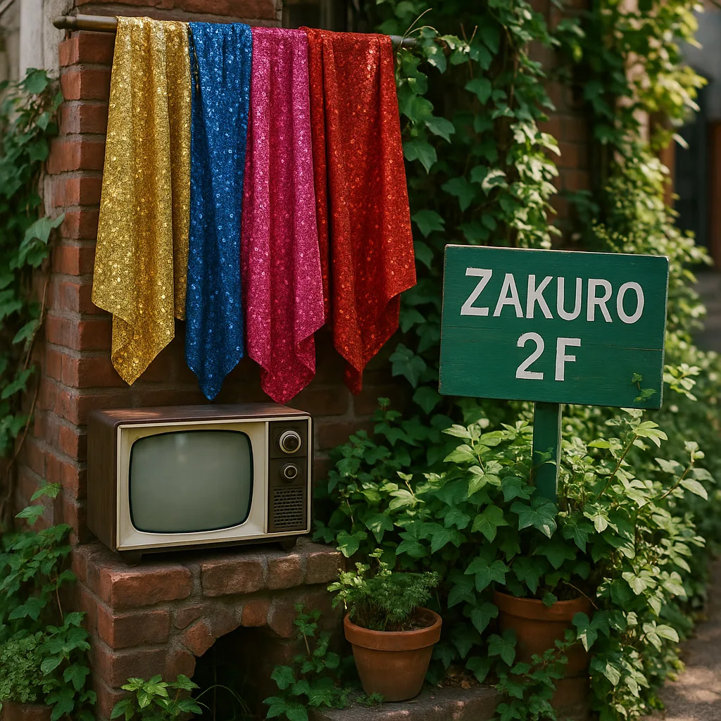 Quaint Outdoor Display Featuring Colorful Sequined Fabrics