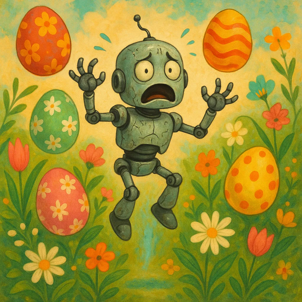 Anxious Android Floating Slightly Above the Ground