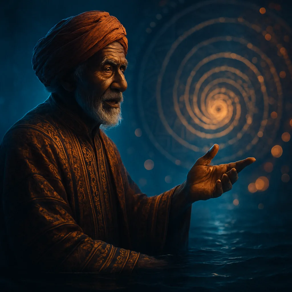 Wise Mentor in Patterned Cultural Attire