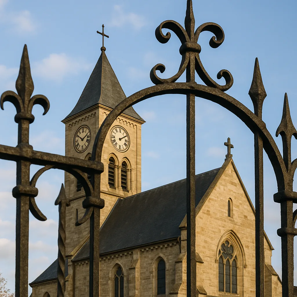 Above a Church Stands a Clock Tower