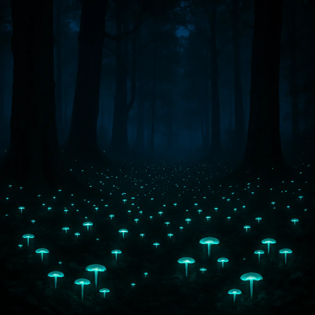Myriad Bioluminescent Fungi Cast an Ethereal Glow