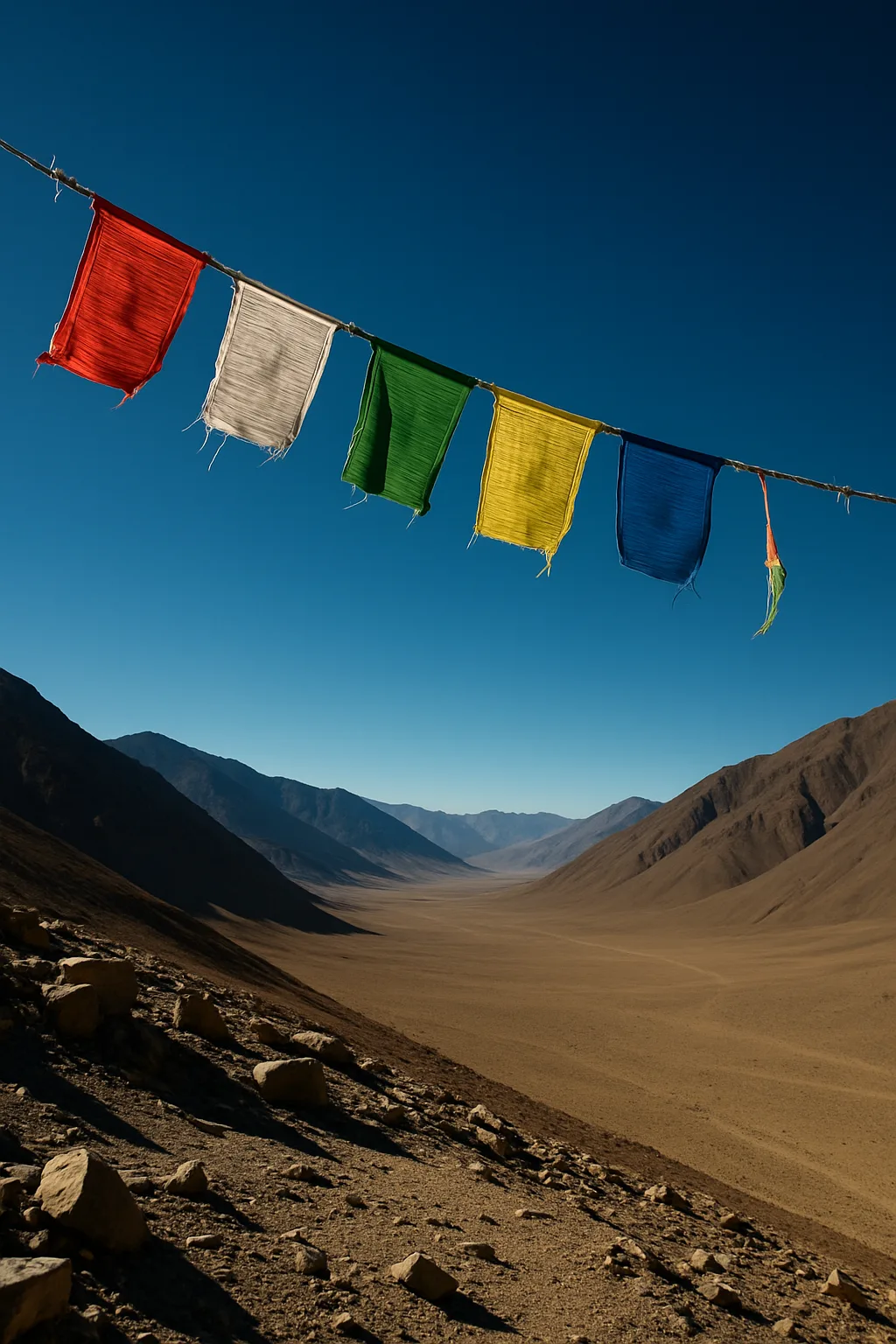 Sparse Scattering of Brightly Colored Prayer Flags Flutters