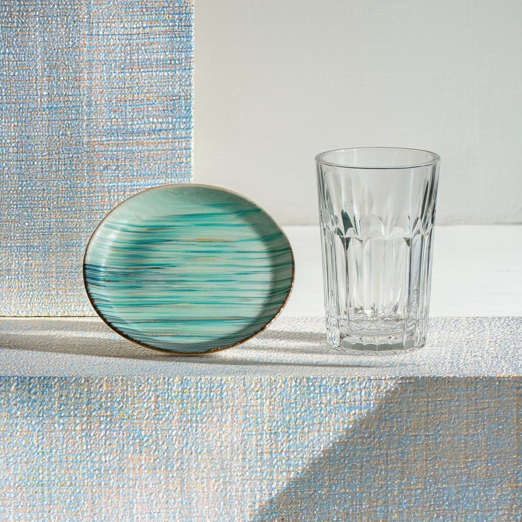 Textured Digital Still Life of Plate and Glass