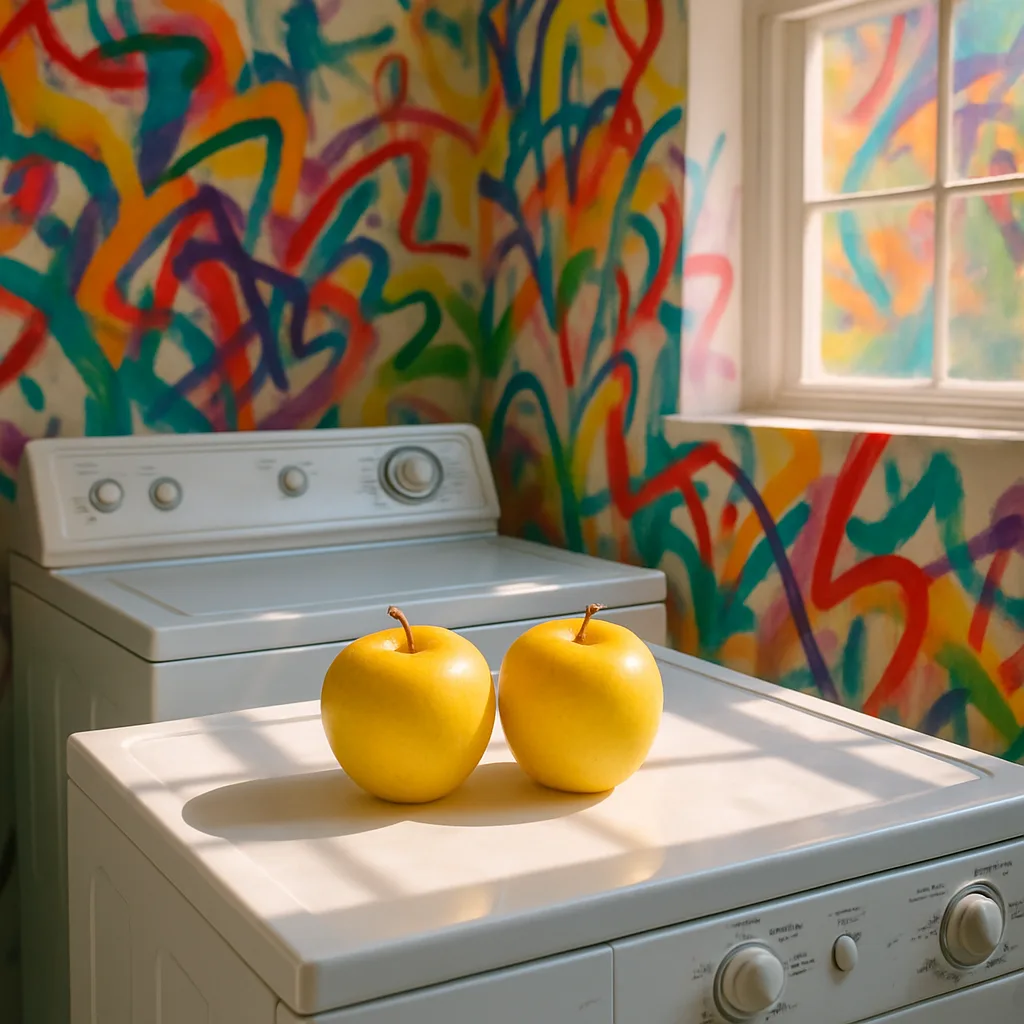 Two Golden Apples Lie Effortlessly on the Pristine