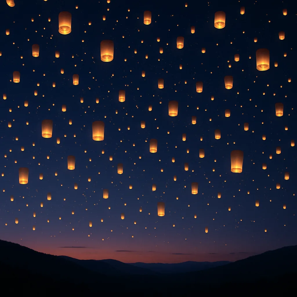 Thousands of Glowing Paper Lanterns Drift Serenely Upwards