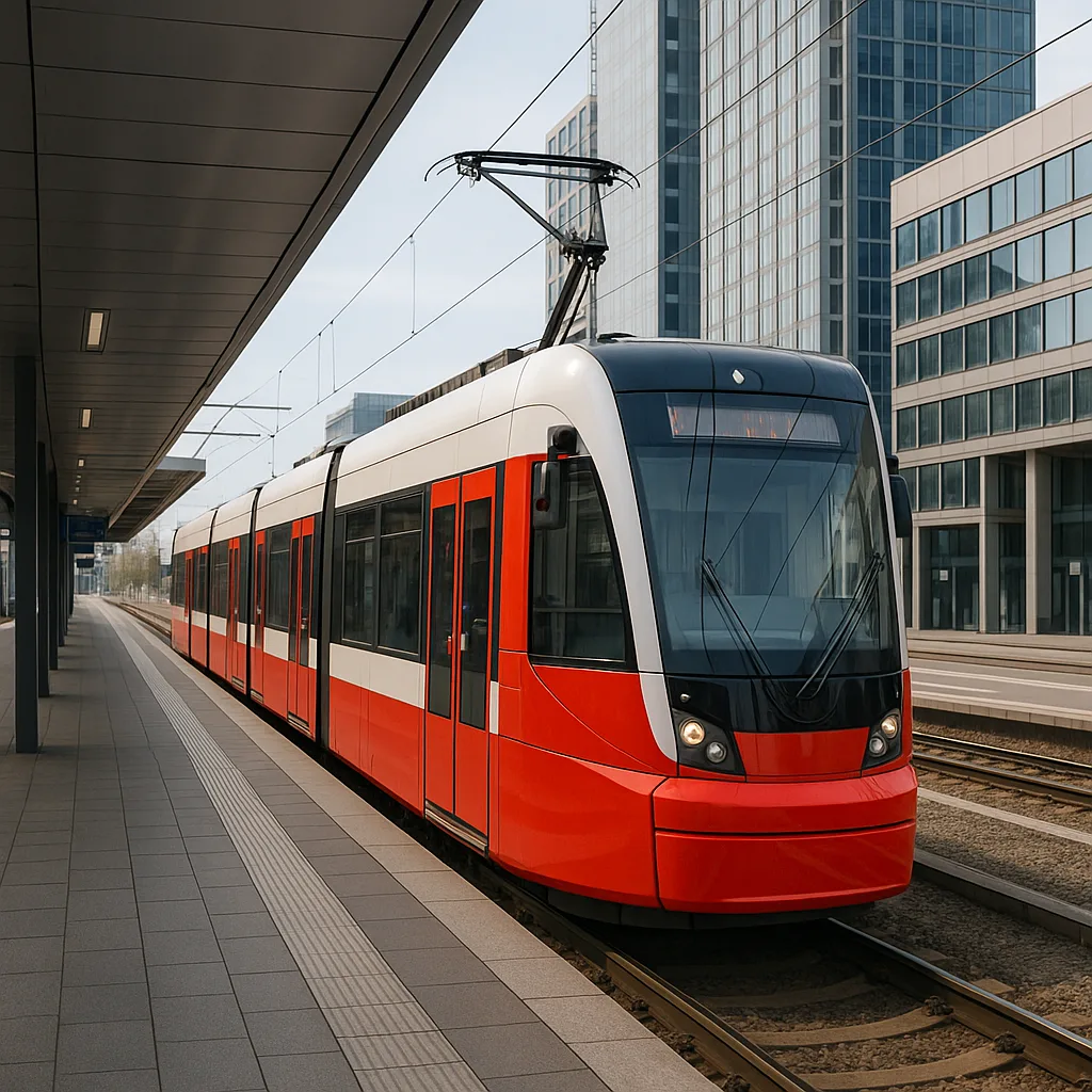 Red and White Electric Tram