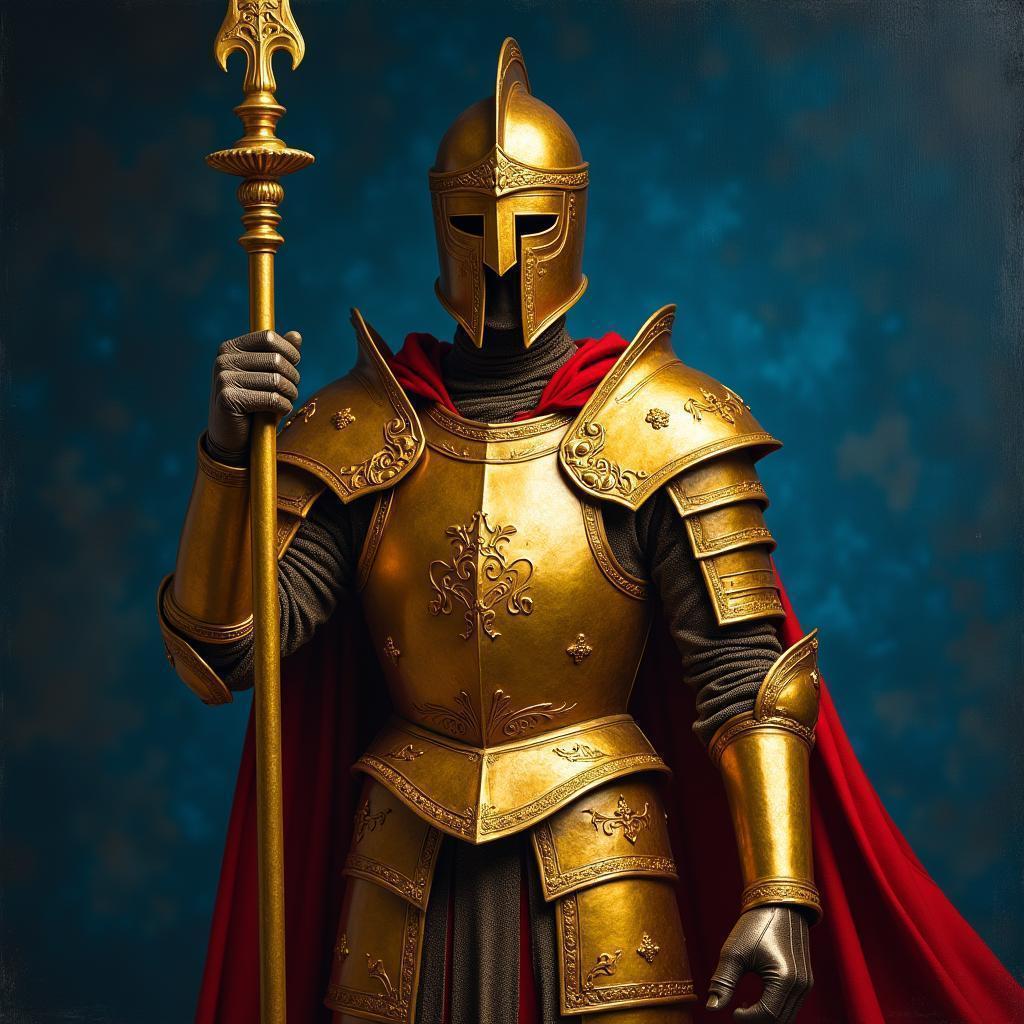 Golden Armored Warrior in Renaissance Grandeur