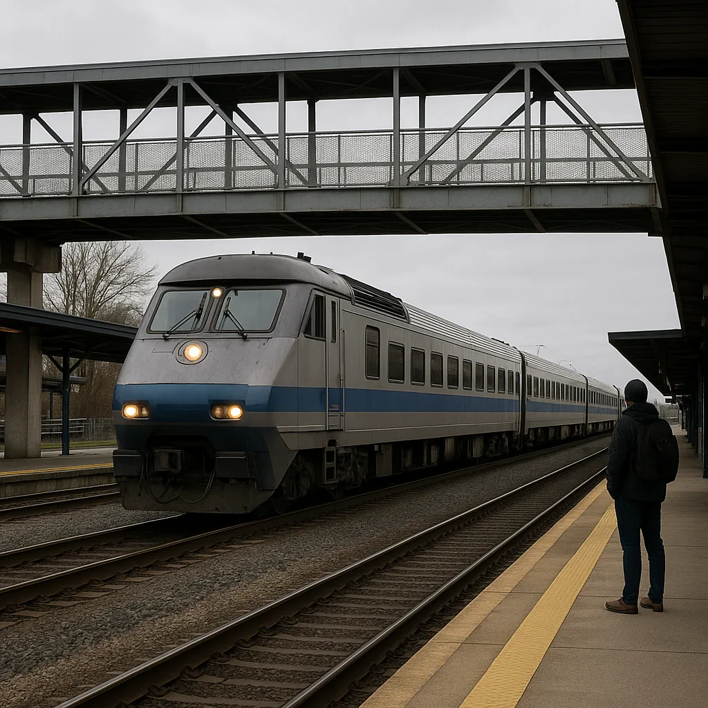 Gray and Blue Passenger Train Travels