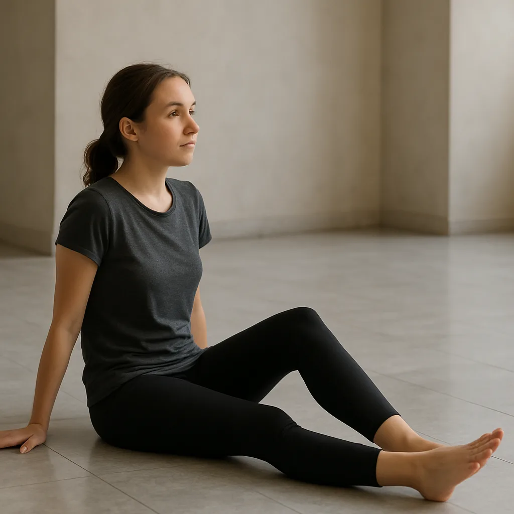 Individual Sits Directly on a Sleek Stone Floor