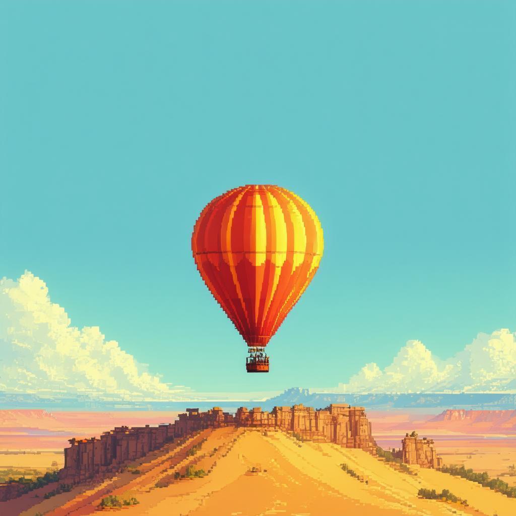 Old Air Balloon Rises in Epic Pixel Fantasy