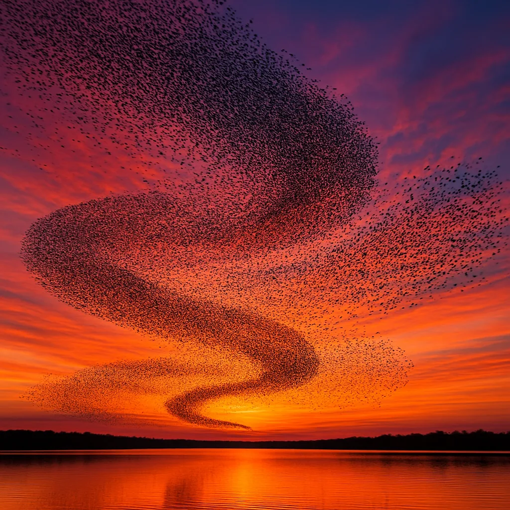Immense Flock of Thousands of Birds Creates Dynamic