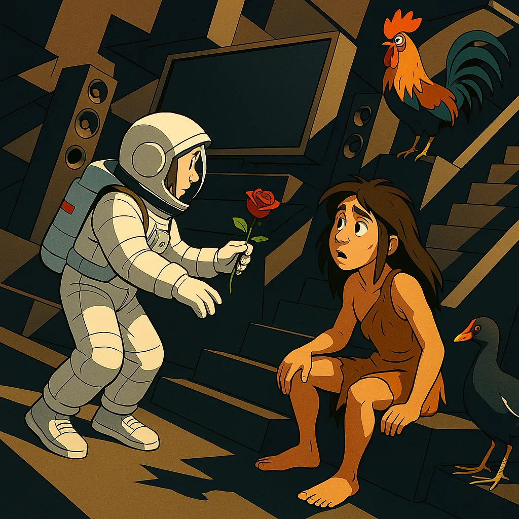 Exploration Pioneer Astronaut in Insulated Gear and Sneakers