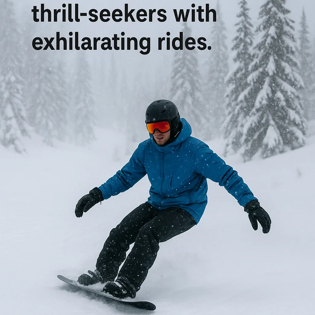 Craft a Single Sentence Incorporating Three "snowy Board Thrill" Terms