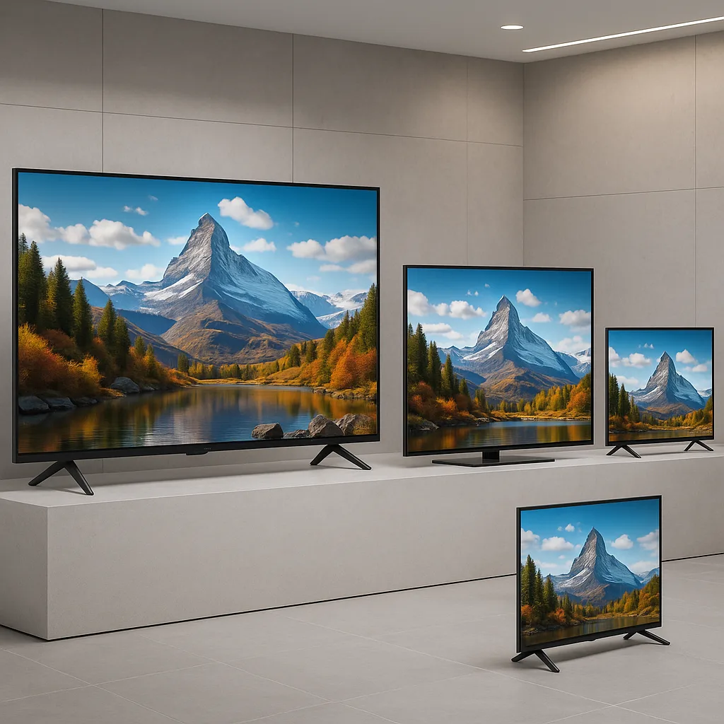 Visual of a Modern Showroom Showcasing Four Televisions