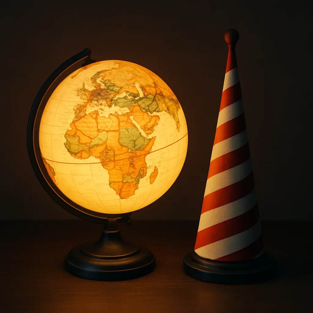 Luminous Spherical Orb Positioned Next to a Flagpole