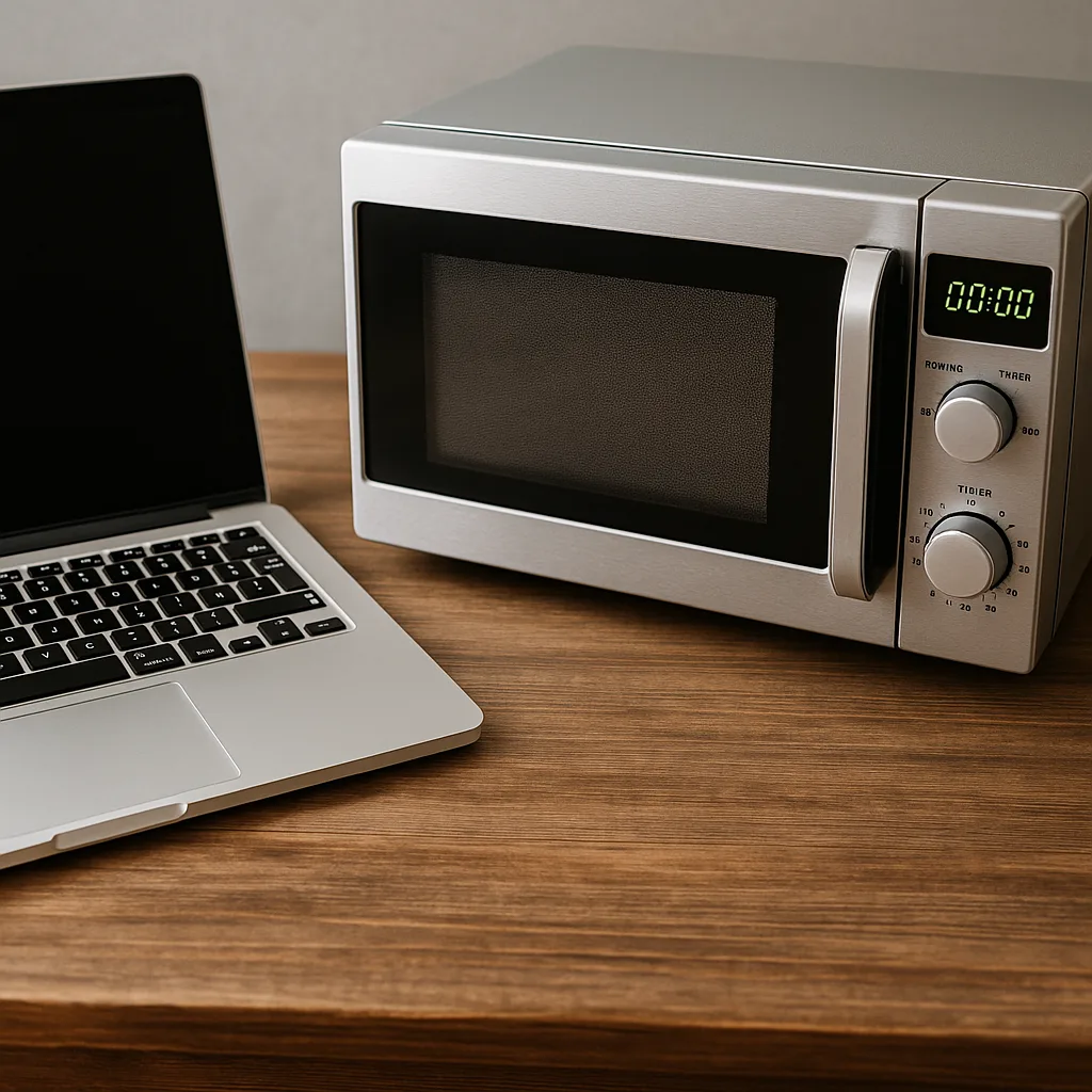 Silver Microwave Placed