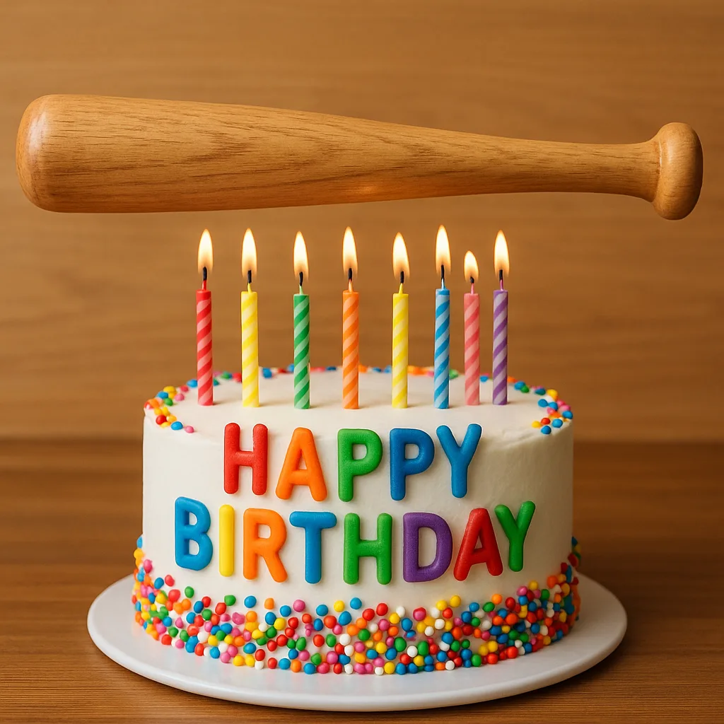 Vibrant Birthday Cake with a Baseball Bat