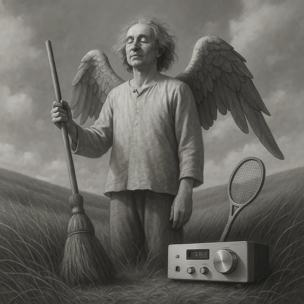 Figure Reminiscent of an Iconic Scientist-thinker