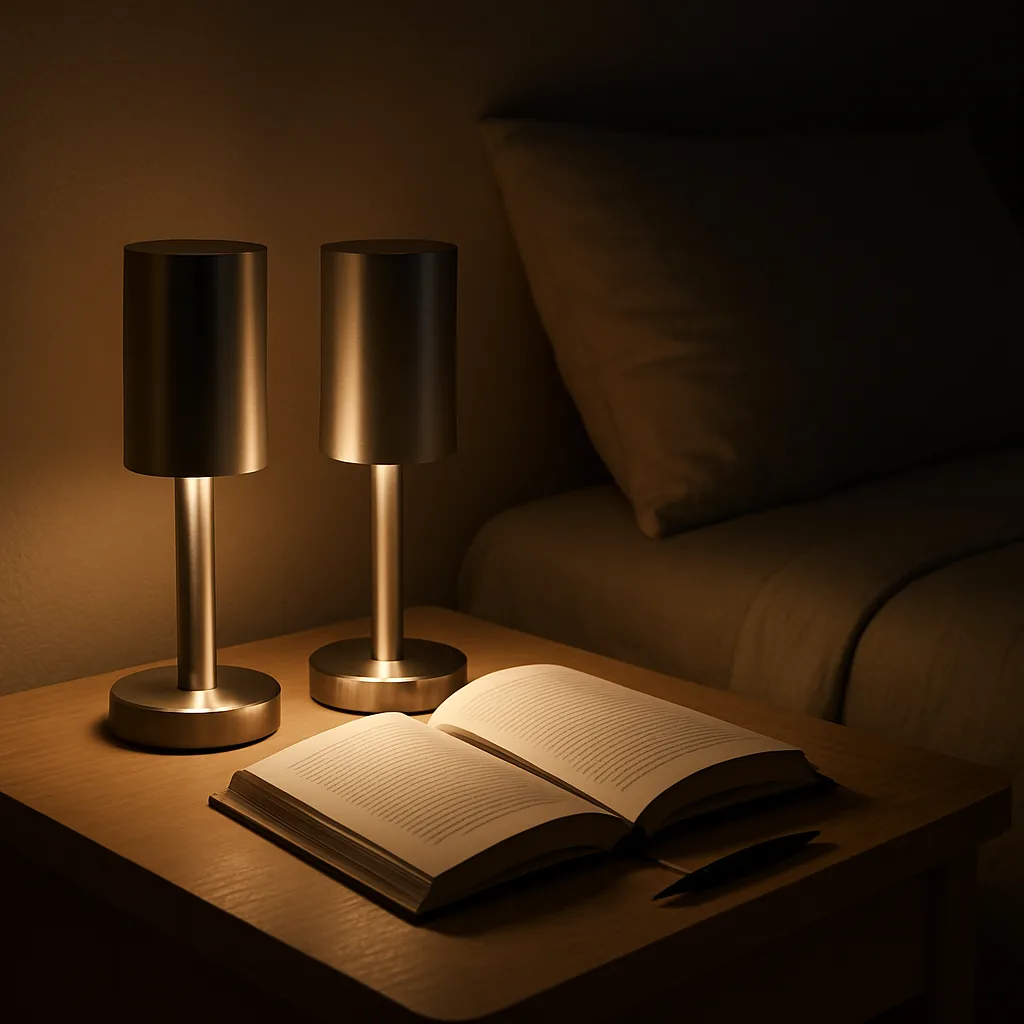 On a Light Oak Bedside Table