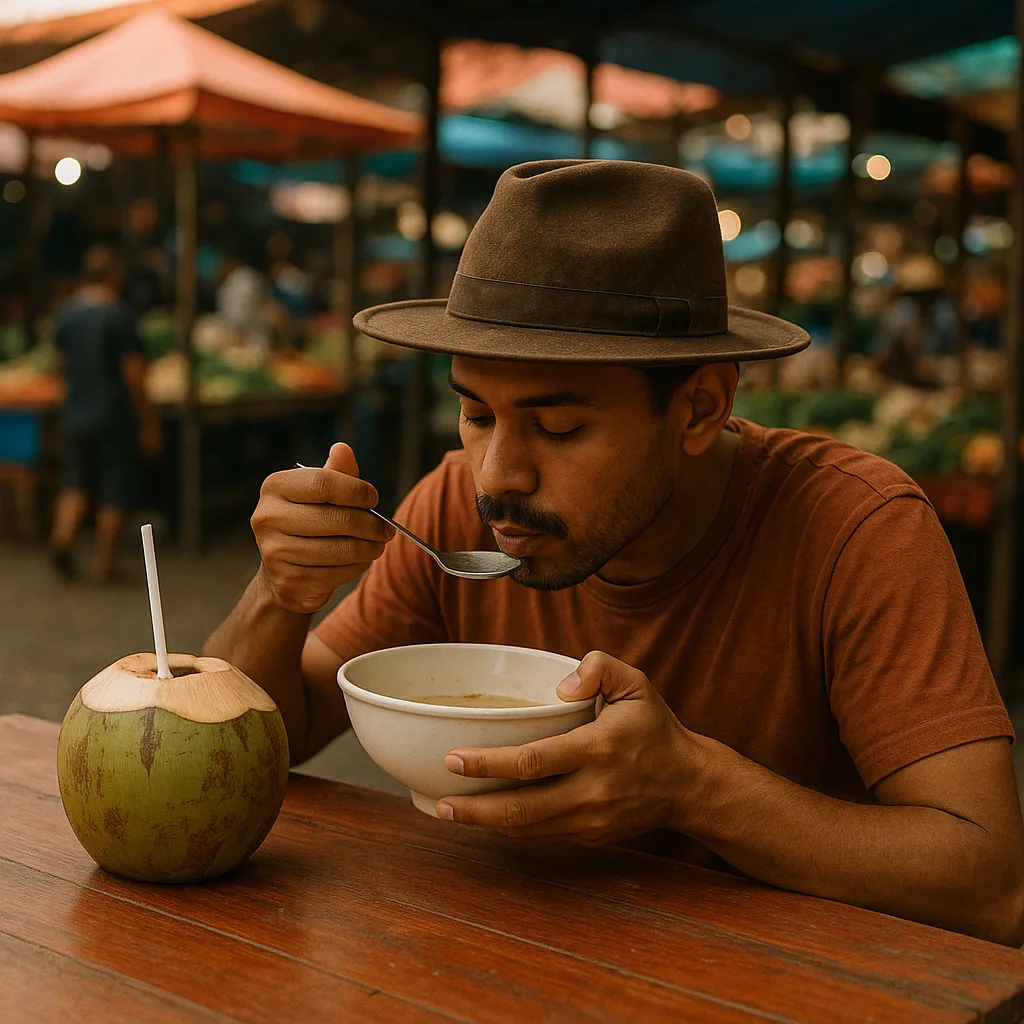 Person Wearing a Hat Eats