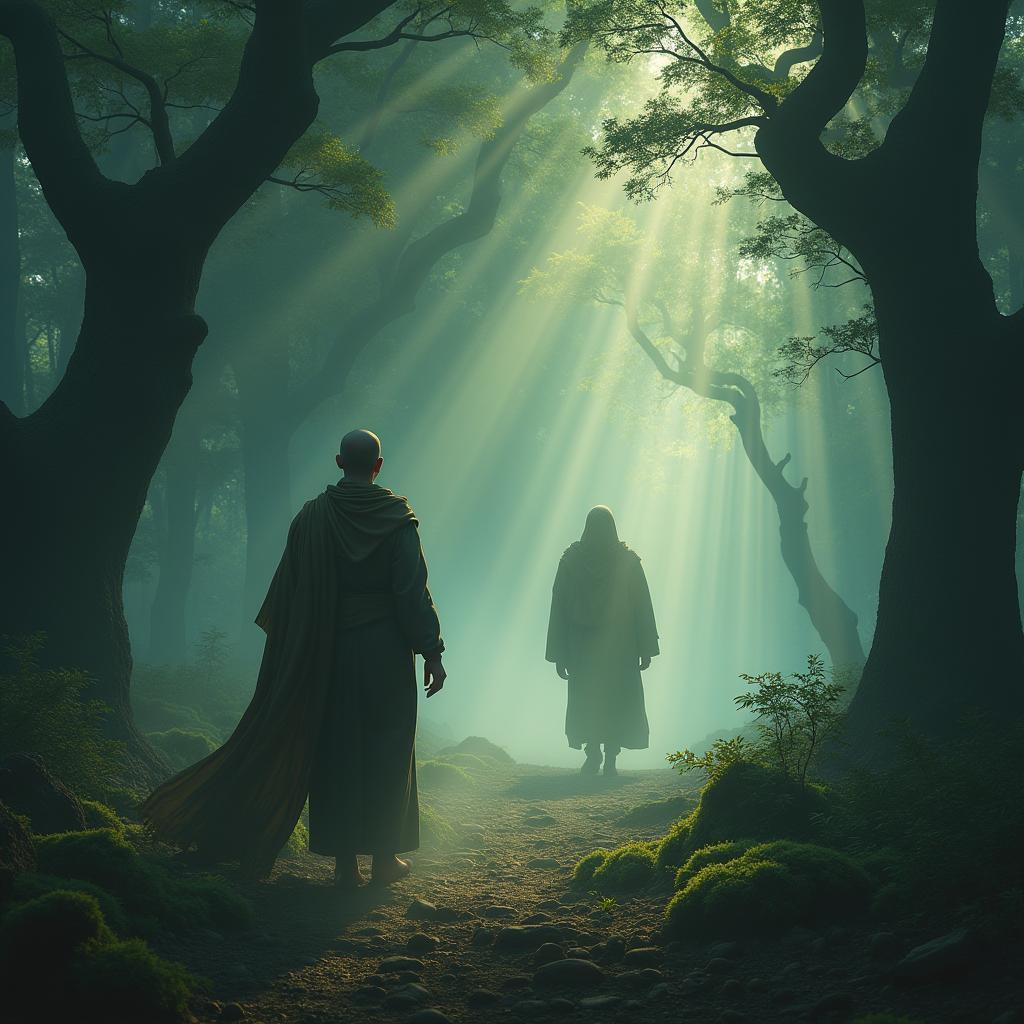 Monk Guides a Lost Soul Through Misty Limbo