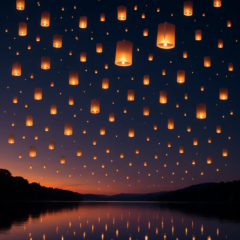 Vast Multitude of Glowing Paper Lanterns Ascends