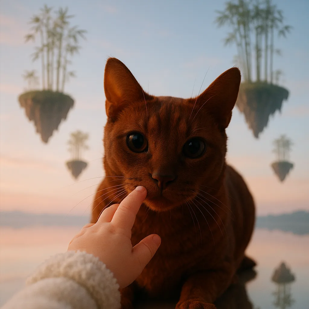 Infant's POV: a Tiny Fur-mitted Hand Touches a Rich Reddish-brown