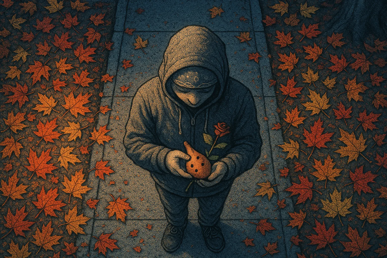 Autumnal Sidewalks Blanketed in Colorful Fallen Leaves Create Strong
