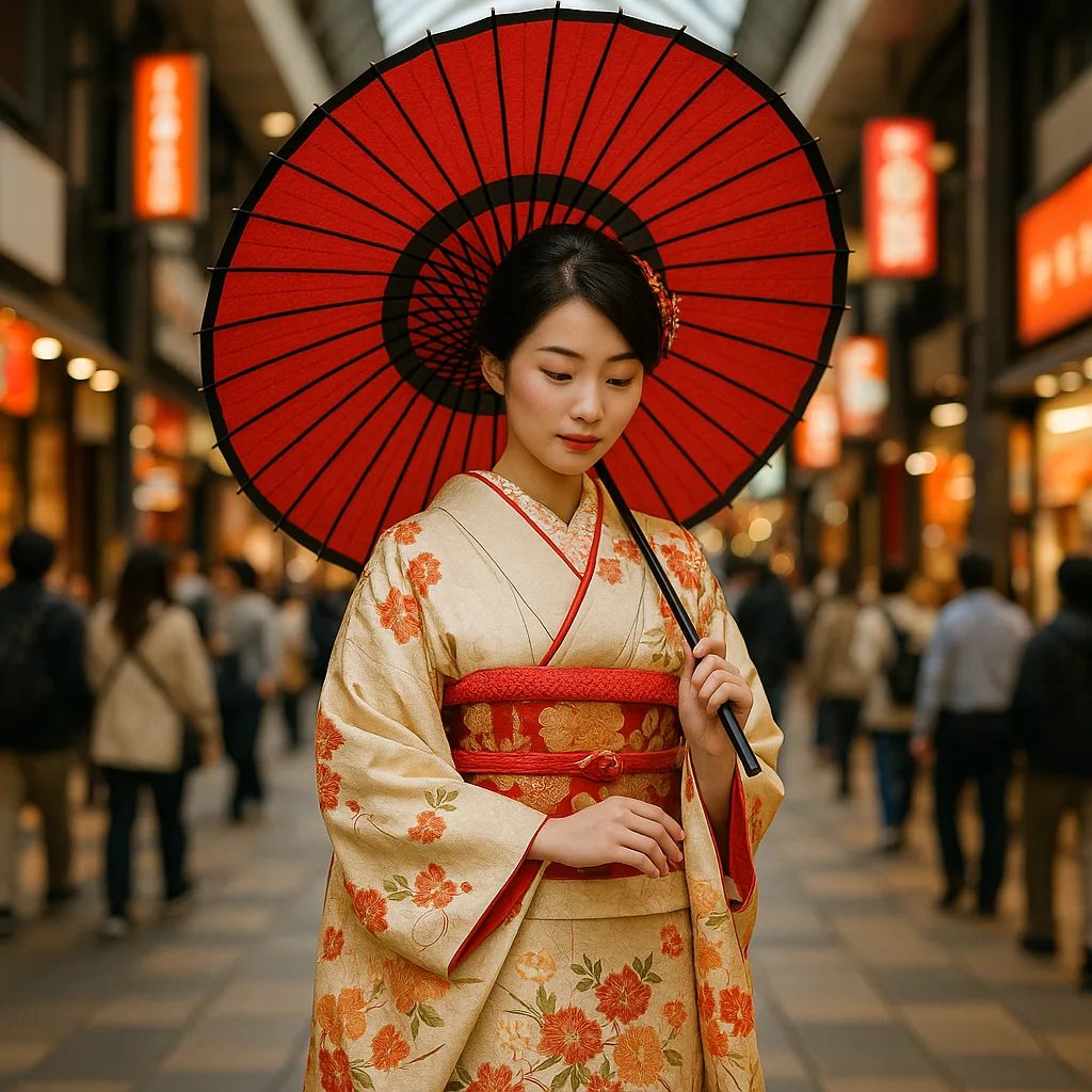 Woman in a Traditional Japanese Kimono