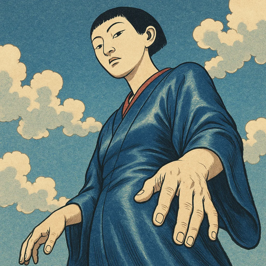 Female Figure Rendered in the Ukiyo-e Japanese Woodblock Print Style
