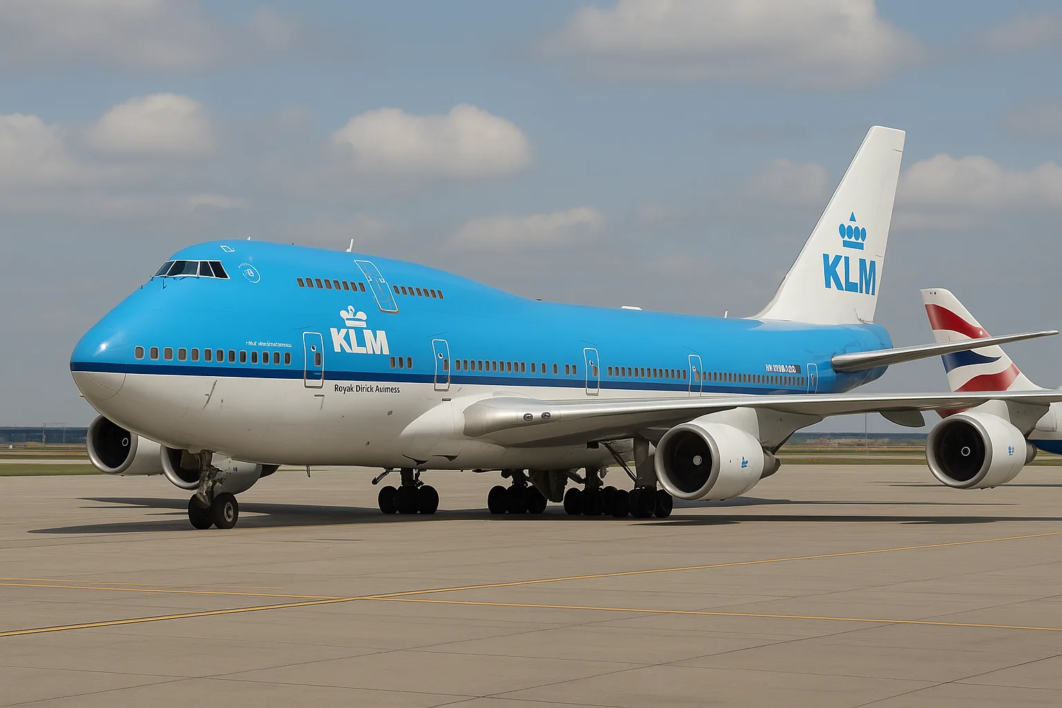 Blue and White KLM Boeing 747 Airplane