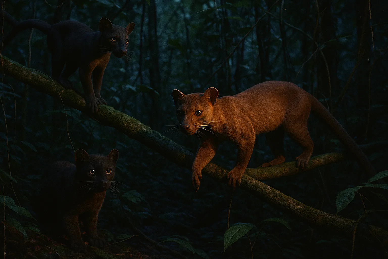 Three Distinctly Varied Madagascar Cats Are Centrally