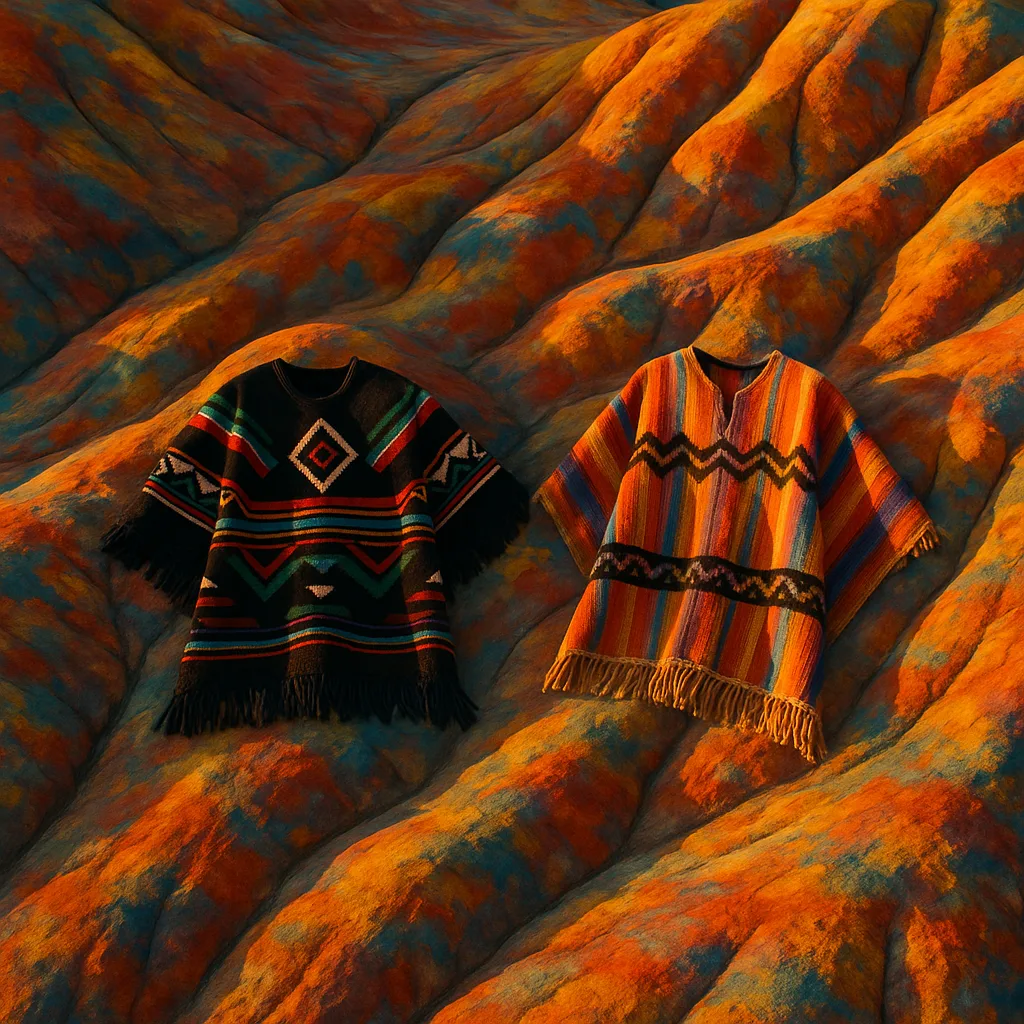 Two Diverse Ponchos Adorn a Surreal
