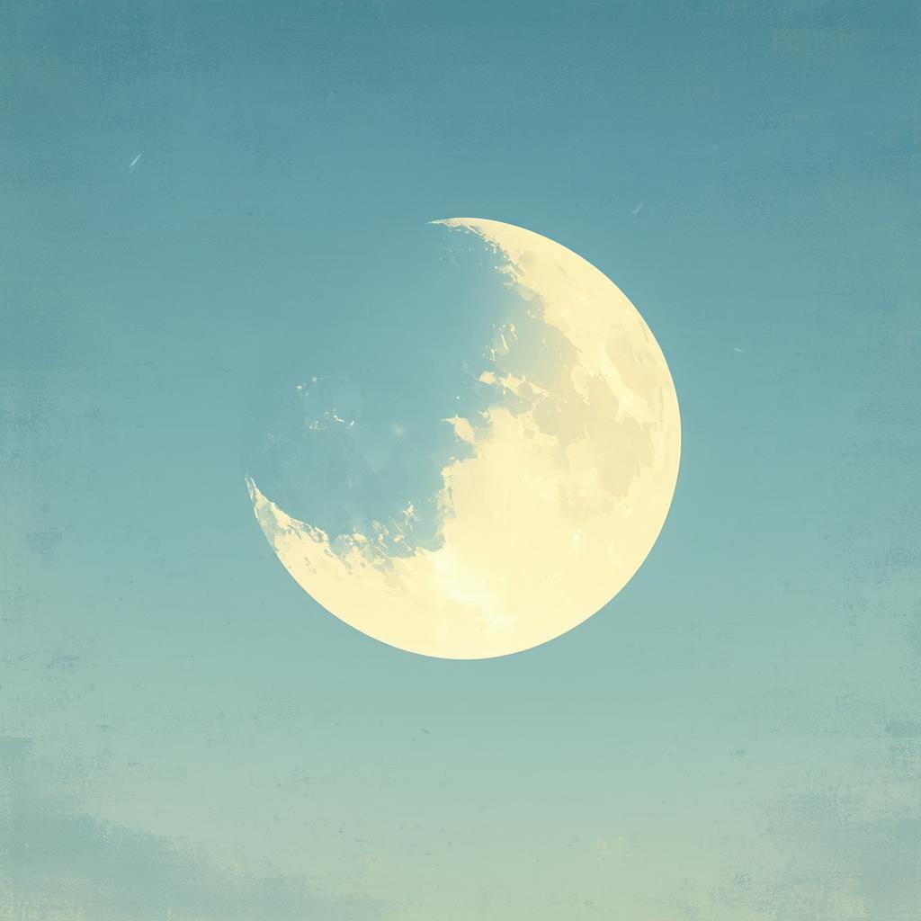 Half Moon Hanging in a Flat Vector Sky