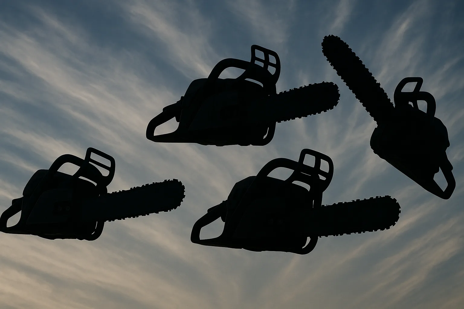 Several Varied Chainsaws